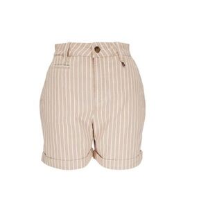 Bogner High Waist Tan and White Striped Shorts